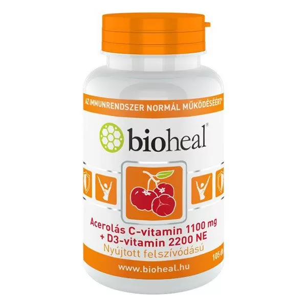 Bioheal Acerolás c-vitamin 1100mg+d3 vitamin 2200ne 105 db