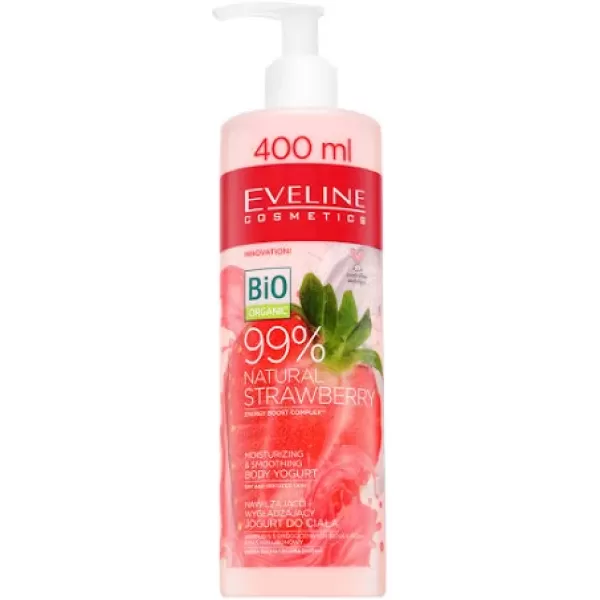 Eveline 99% natural strawberry hidratáló és bőrkisimító testjoghurt 400 ml