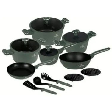 15 részes edénykészlet, Matte Green Collection (NEW) (BH/8208)