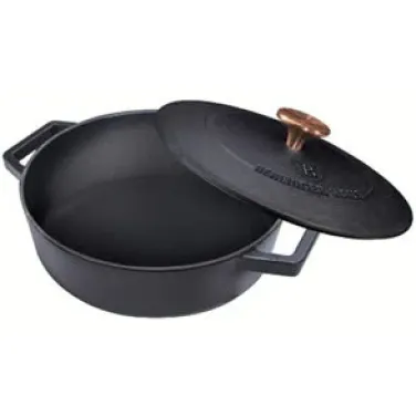 Öntöttvas alacsony lábas, 26 cm, fekete (BH/6493)