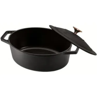 Ovális öntöttvas pecsenyesütő, 30 cm, fekete (BH/6494)