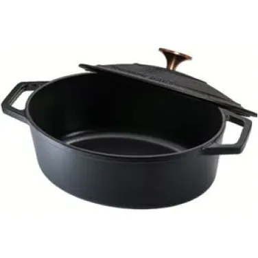 Ovális öntöttvas pecsenyesütő, 32 cm, fekete (BH/6518)