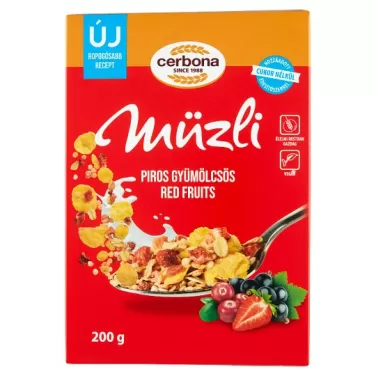 piros gyümölcsös müzli 200g