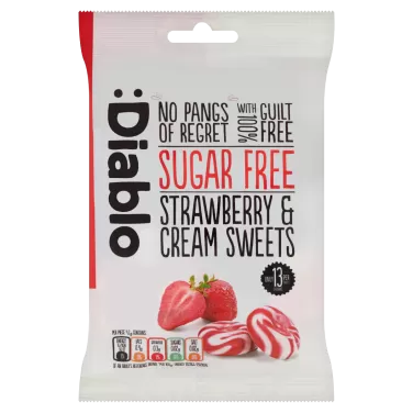 cukormentes tejszínes epres cukorka, édesítőszerrel 75g