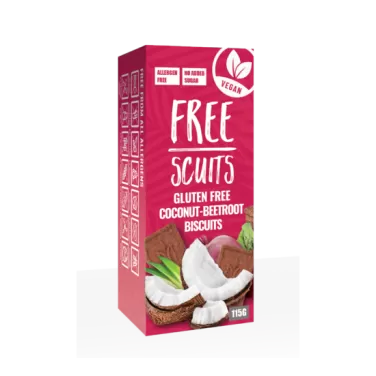 Gluténmentes freescuits kókuszos - céklás keksz édesítőszerrel 115g