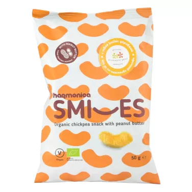 Harmonica bio smiles csicseriborsó snack földimogyoróvajjal 50 g