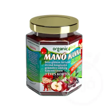 Organic force manó manna elixír béta-glükán tartalmú gyümölcs-zöldség koncentrátum gyerekeknek 3 éves kortól 210 g