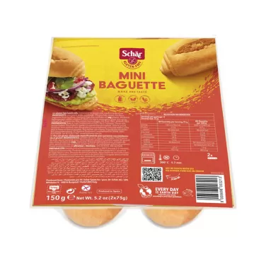 Gluténmentes mini bagett elősütött 2x75g 150 g