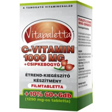 Vitapaletta c-vitamin 1000 mg + csipkebogyó étrend-kiegészítő készítmény 66db