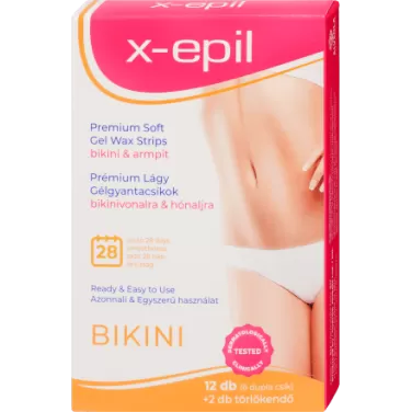 X-Epil használatrakész prémium gélgyantacsíkok bikini-hónalj 12 db
